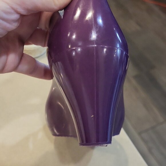 Gucci Interlocking G Logo Rubber Pumps Wedge Rubber Purple Open Toe Size 38 - Picture 13 of 14